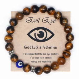 Pulseras Hombre Natural Tiger Eye Stone Male Bracelet Man Turkish Protection Evil Eye Bracelets For Man Pulseiras Pasculina